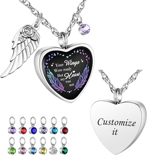 Personalized Heart Urn Necklace for Ashes Birthstones Memorial Gift