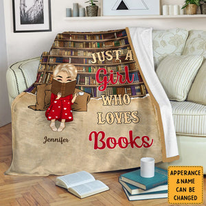 Reading Chibi Just A Girl Who Loves Books - Personalized Custom Fleece Blanket