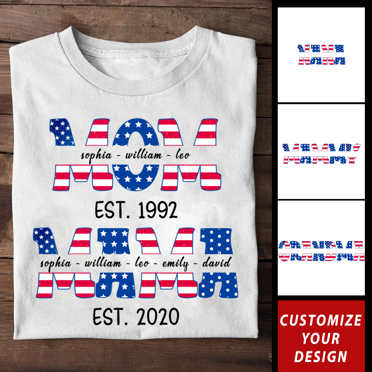 Gift For Mom Grandma 4th Of July Personalized T-shirt