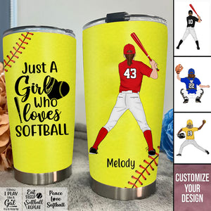 Personalized Tumbler, Gift For Softball Fans, Eat Sleep Softball Repeat