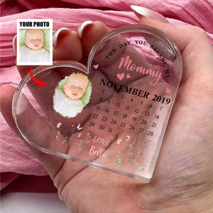 The Day You Became My Mommy Heart-shaped Personalized Acrylic plaque