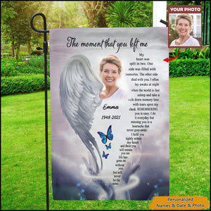 Angel Wings of Mother Upload Photo As I Sit In Heaven Personalized Flag