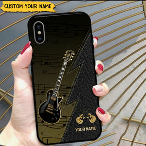 Personalized Name Black Guitar Phone Case