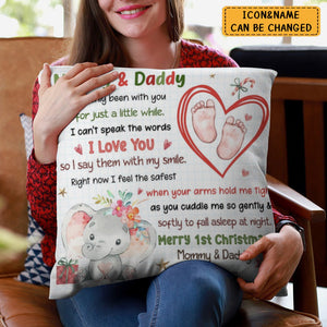 Baby's First Mommy & Daddy Right Now I Feel The Safest Personalized Pillow