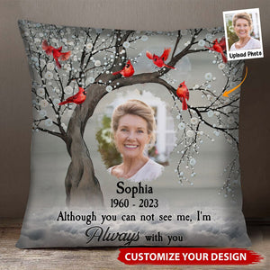 Memorial Cardinal Upload Photo, I'm Always With You Personalized Pillow