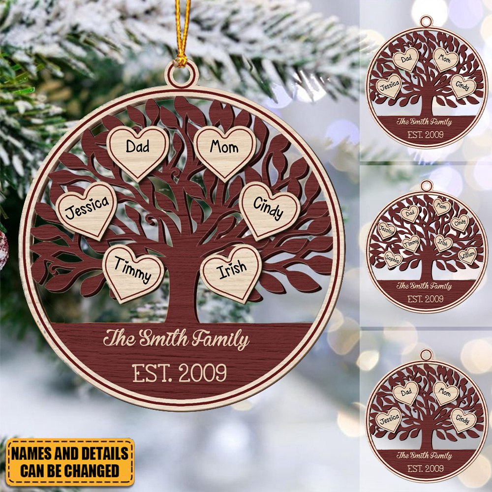 Custom Family Name - Personalized Wooden Ornament