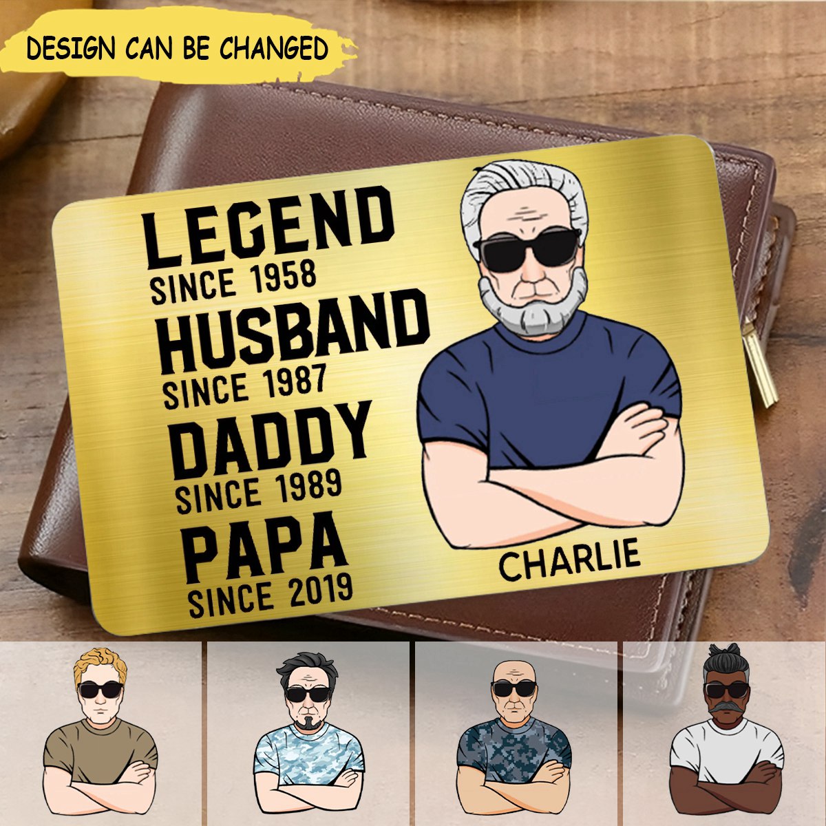 The Legend Grandpa Old Man Gift For Grandpa Personalized Metal Card