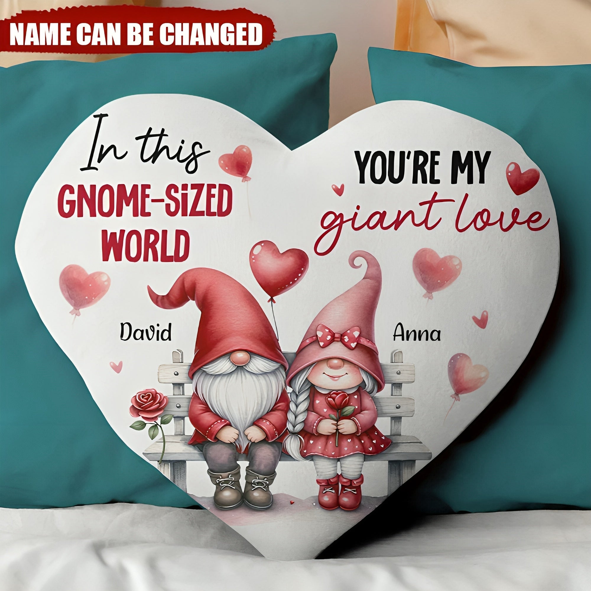You're My Giant Love, Personalized Couple Heart-Shaped Pillow