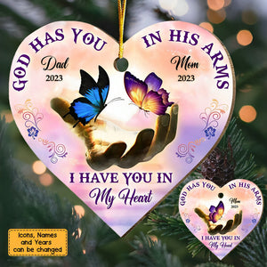 Personalized Butterfly Memorial Gift For Loss Of Loved One Heart Acrylic Ornament