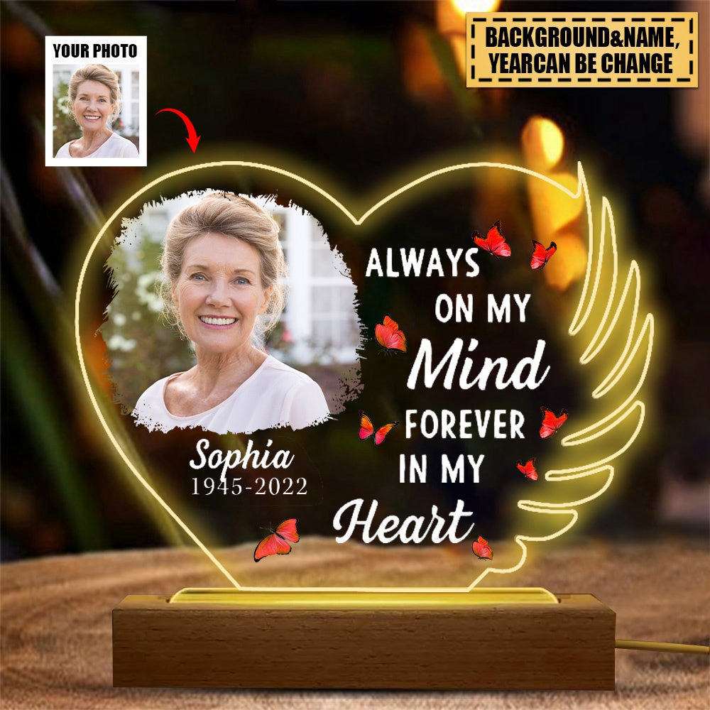 Custom Photo Your Wings Were Ready - Memorial Gift, Sympathy Gift - Personalized 3D Led Light Wooden Base