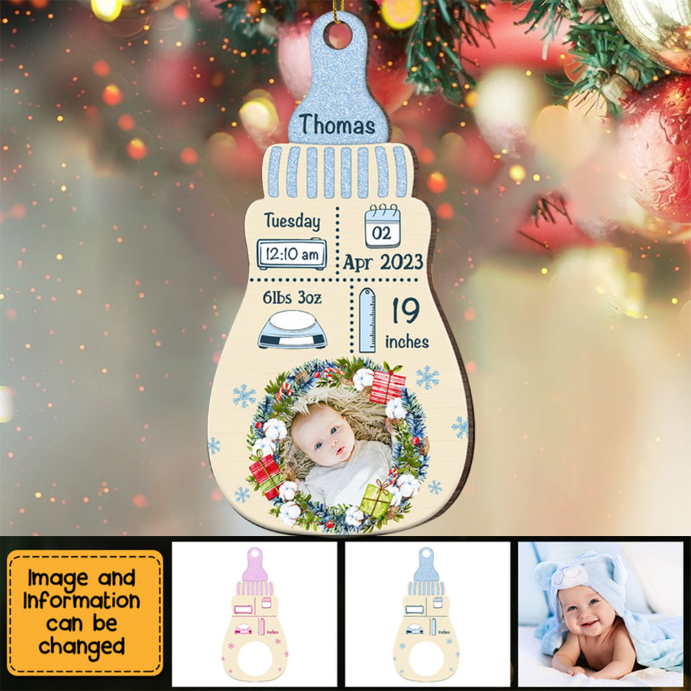 Christmas Gift For Newborn Baby Bottle Photo Ornament