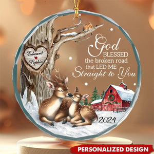 Personalized God Blessed Broken Road-Christmas Ornament For Couples