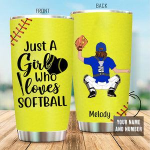 Personalized Tumbler, Gift For Softball Fans, Eat Sleep Softball Repeat