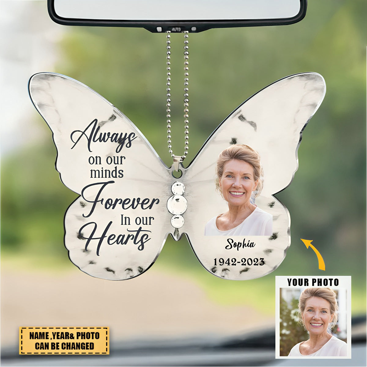 Custom Personalized Memorial Photo Butterfly Acrylic Ornament