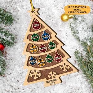 Gift For Family Christmas Tree Personalize Wood Ornament