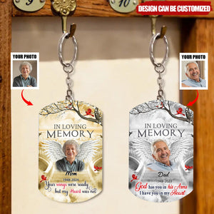 Memorial Upload Photo Wings Heaven - Personalized Stainless Steel Keychain