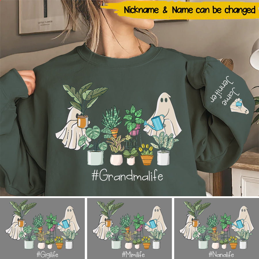 Halloween Ghost Crazy Plant Grandma Personalized Sweatshirt