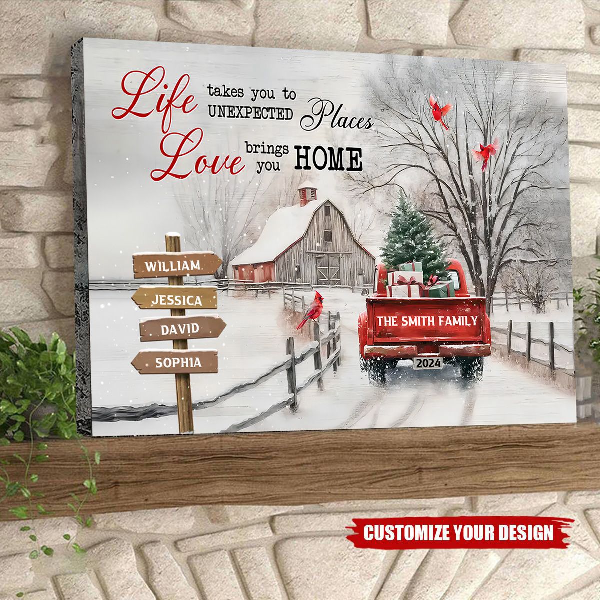 Personalized Family Gift Christmas Love Brings You Home Poster