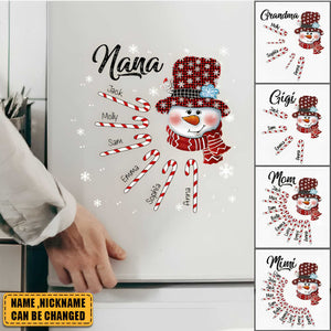 Christmas Snowman Grandma- Mom Candy Cane Kids, Gifts For Nana Auntie Mommy Personalized Sticker Decal