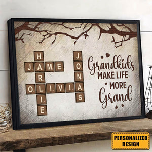 Grandkid Makes Life More Grand-Personalized Poster Gift For Grandma