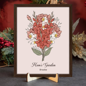 Personalized Flower Bouquet Grandma's Garden Wooden Plaque