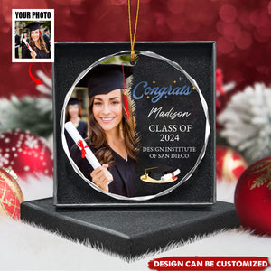 Personalized Congrats Graduation Photo Ornament, Class of 2024 2025 Ornament