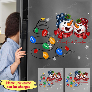 Christmas Laughing Snowman Grandpa Grandma With Kids Personalized Sticker