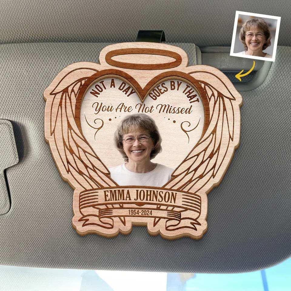 Custom Photo Not A Day Goes By That You Are Not Missed - Memorial Personalized Custom Car Visor Clip