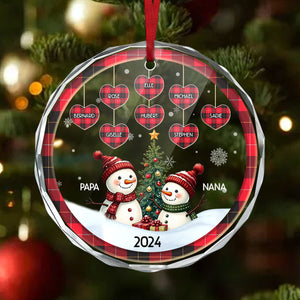 Christmas Grandparents Snowman - Personalized Custom Glass Ornament