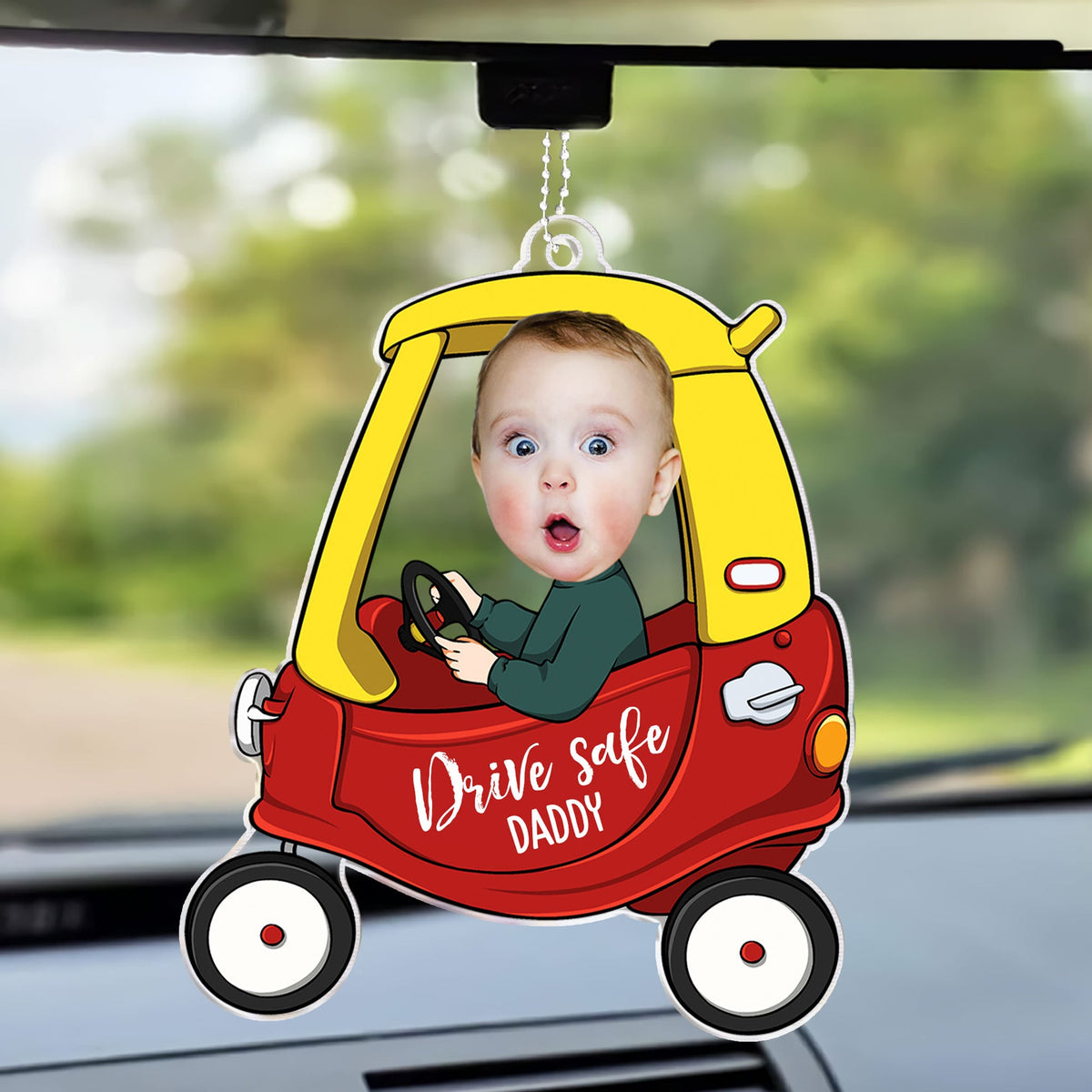 Drive Safe Daddy - Personalized Car Photo Ornament - pixisid