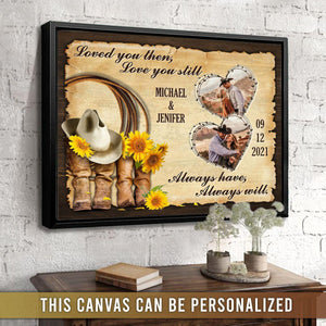 Couple Cowboy Boots Art Print Farmhouse Personalized Canvas