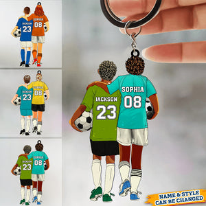 Personalized Soccer Player Gift For Mom, Son, Coach Acrylic Keychain