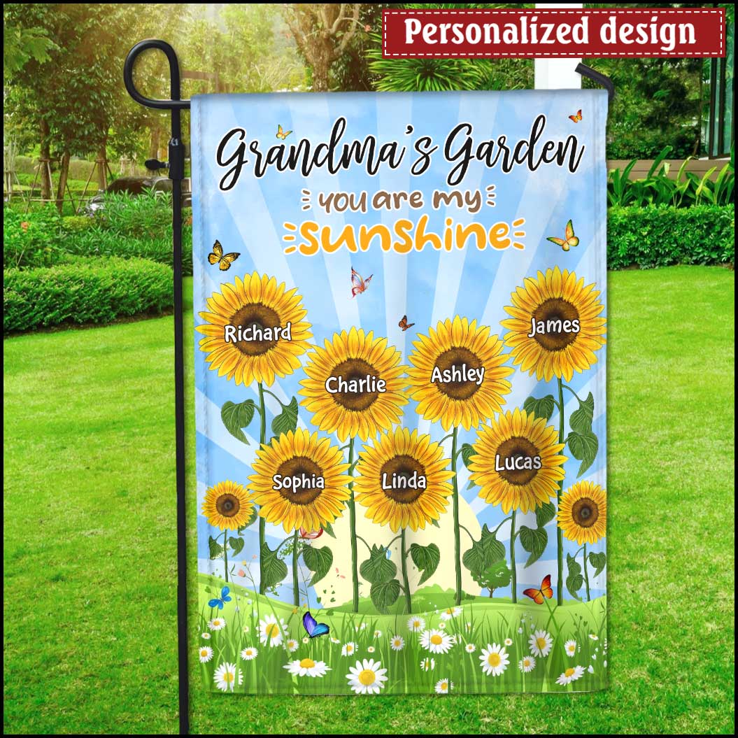 Grandma's garden sunflower custom personalized garden house flag