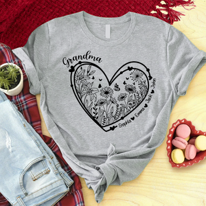 Grandma Wild flower in heart  T-Shirt