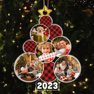 Tree-shaped Christmas Family Photo Personalized Acrylic Ornament