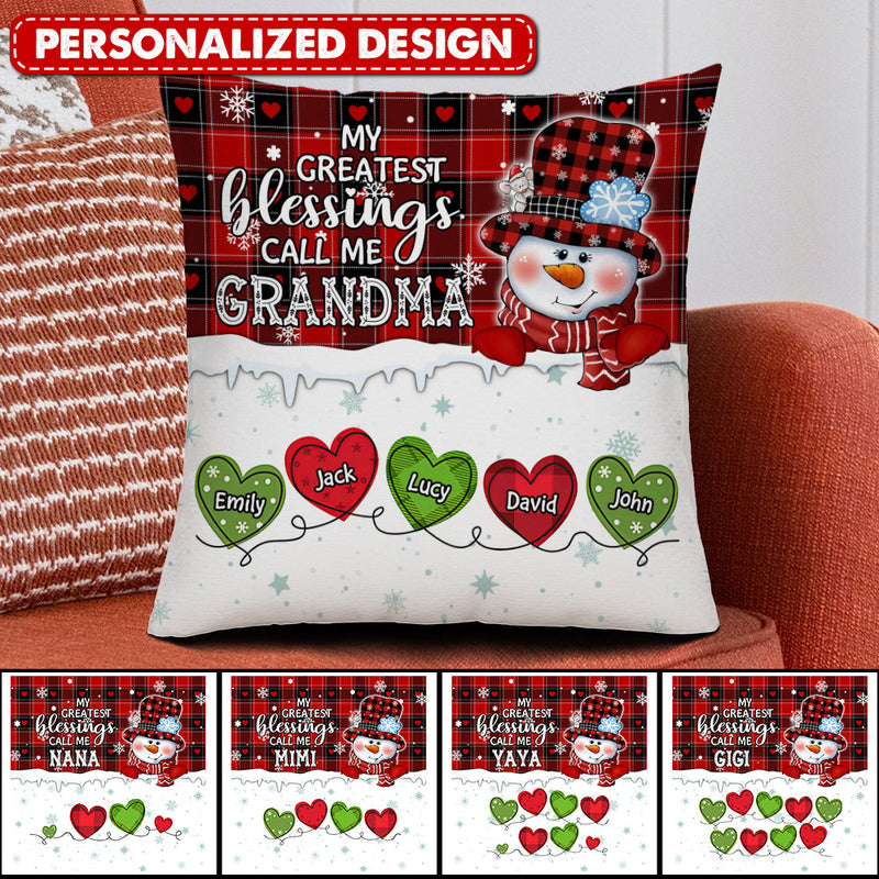 Greatest Blessings Call Me Nana Personalized Pillow