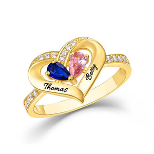 Couple's Love Promise Ring-Personalized Ring with Birthstones & Names