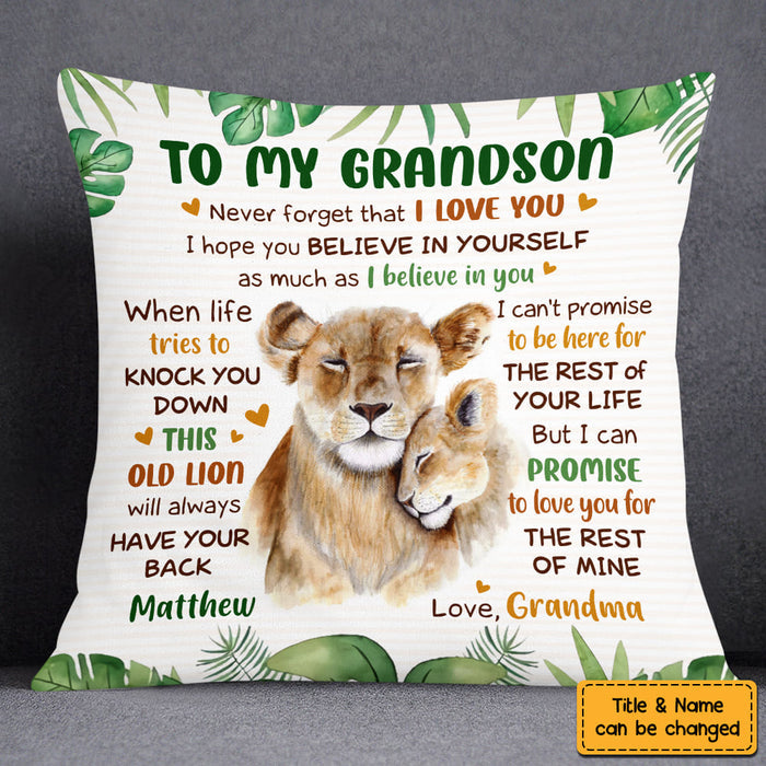 Personalized Birthday Gift For Grandson Lion To My Grandson Pillow