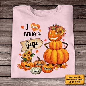 Fall Pumpkin Shirt -Personalized Gift For Mom Grandma