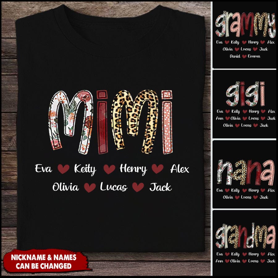 Personalized Grandma Shirt, Grandma Grammy Mom And Kids T-Shirt