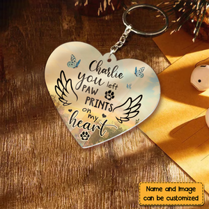 Memorial Gift You Left Paw Prints On My Heart Custom Photo Acrylic Keychain