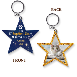 Pet Memorial The Brightest Star In The Sky Photo Acrylic Keychain