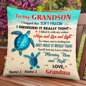 Personalized Turtle Grandson Hug This Pillowcase