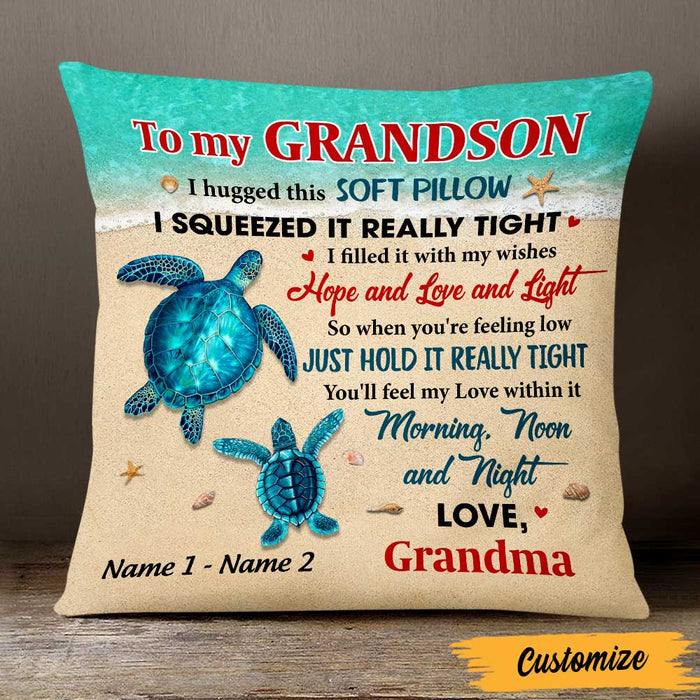 Personalized Turtle Grandson Hug This Pillowcase