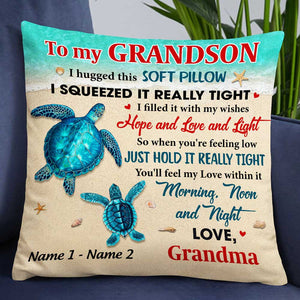 Personalized Turtle Grandson Hug This Pillowcase