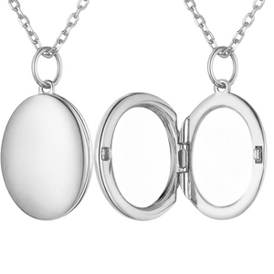 Personalized Photo Locket Necklace - Engraved Oval Necklace