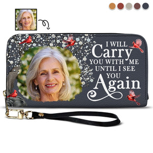 Custom Photo I'll Carry You -  Personalized Leather Long Wallet