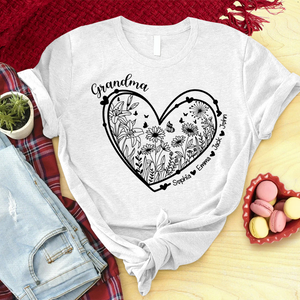 Grandma Wild flower in heart  T-Shirt