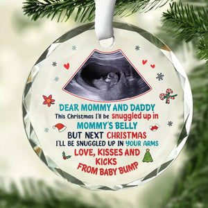 Custom Photo This Christmas I'll Be Snuggled In Mommy's Belly - Personalized Custom Circle  Ornament