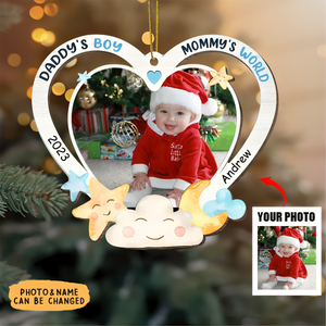 Gift For Newborn Baby Daddy And Mommy's World Photo Ornament